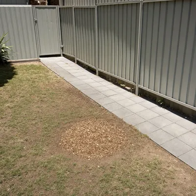 After: Stump grind through a narrow hinterland side gate, Sunshine Coast